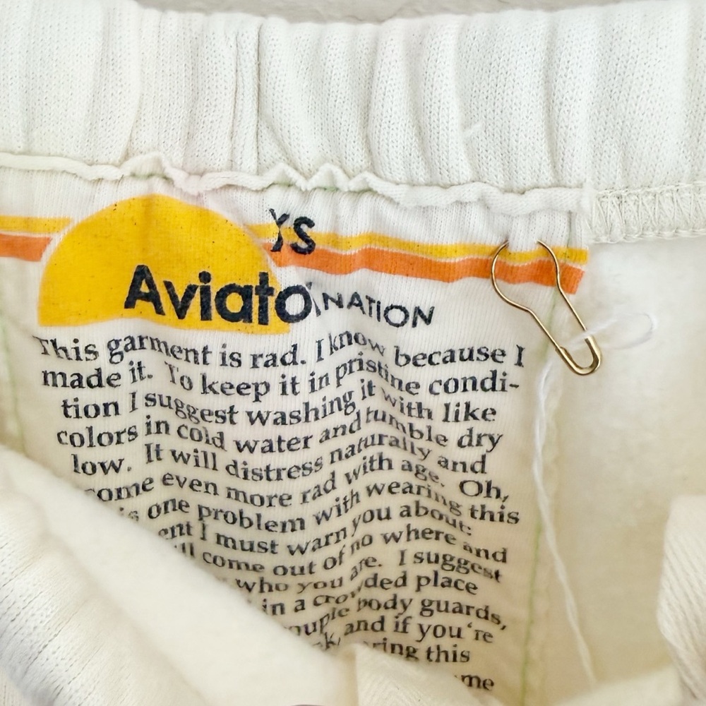 Aviator Nation 5 Stripe Cream Sweatpants Size XS - Picture 3 of 7